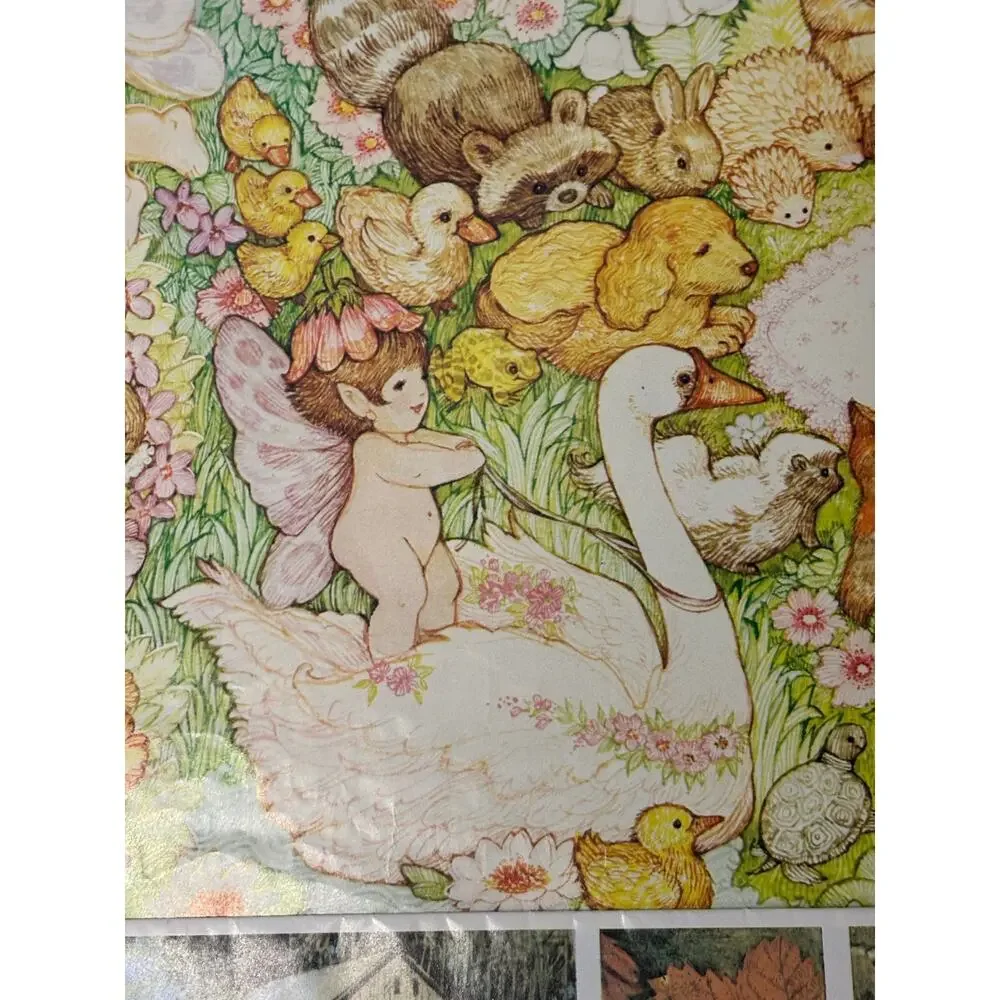 Vntg Wrapping Paper Gift Wrap Lot 4.9 oz Scrapbook Junk Journal Kids Fairy Farm